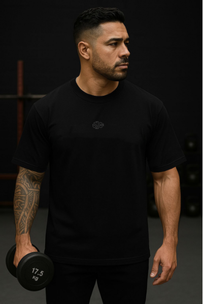 Oversized Men's Black T-Shirt Featuring The Gym Rat