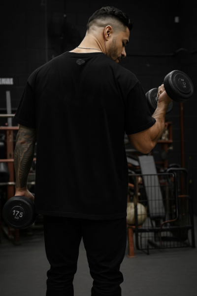 Gymaholic Tasarımlı Oversize Erkek Siyah Tişört