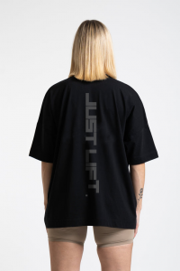 Just Lift Tasarımlı Oversize Kadın Siyah Tişört