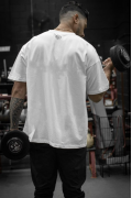 Lift Dumbell Tasarımlı Oversize Erkek Beyaz Tişört