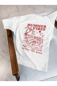 Summer Tasarımlı Oversize Kadın Beyaz Tişört