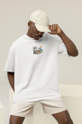 Oversized Men's White T-Shirt Featuring The Summer Island