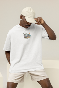 Oversized Men's White T-Shirt Featuring The Summer Island